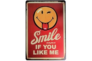 DIILIHIIRI Cartel de Chapa Vintage Decoración, Letrero A4 Estilo Antiguo de Metálico Retro - Smile If You Like Me