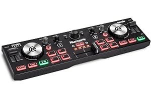 Numark DJ2GO2 Touch Kompakt DJ-Kontroller | Portabel 2-Däcks DJ-Mixer, Touch-Joggar, Ljudinterface, Serato Lite, Gen 3