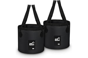 iGreely 2 Pack Folding Bucket, 20L Black Handy Folding Bucket for Camping, Plumbing, Cleaning, Traveling, Hiking, Fishing (Black 2 Pack, 20L)