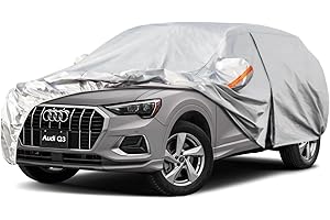 Kayme Telo Copriauto da Esterno, Compatibile con Audi Q3 (2012-2024), Copertura a 6 Starti per Impermeabile Anti UV Anti Vento Antipolvere, Telo Copri con Cerniera e in Cotone.
