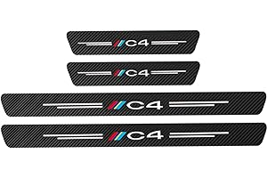 YUPACK 4 Pièces Bande de Protection de Seuil de Porte de Voiture pour Citr-oen C4 C1, Autocollant de Plaque de Protection en Fibre Carbone Accessoires de Style,C4