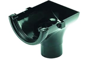 FLOPLAST 112mm Half Round Gutter Stop End Outlet - Black