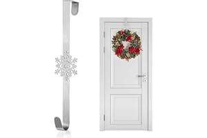 VilaGi Wreath Hanger for Front Door,Christmas Wreath Hanger, Door Wreath Hanger Over The Door 38 cm Metal Silver Hanging Hooks for Christmas Party Decor Home Office Wall Wreaths Decor