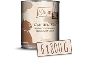 MjAMjAM - Mokra karma premium dla kotów – czysta przyjemność z mięsa – pyszna jagnięcina, opakowanie 6 sztuk (6 x 800 g), bez zbóż, z bardzo dużą ilością mięsa