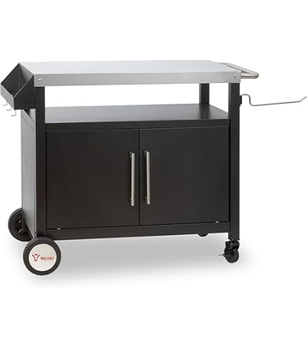 Carrello Per Barbecue BBQ-Toro - 94x81x90 Cm, Nero, Con Ripiano Acciaio Inox E Ruote - Foto 5