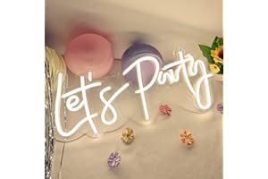 BDUN Lets Party Neon Sign per decorazione da parete, Let's Party LED Neon Light per addio al nubilato, festa di fidanzamento, addio al nubilato, 58.4x25.4 cm