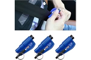 CGEAMDY 2 en 1 Coupe-Ceinture de Sécurité, Marteau de Sécurité Portable, Porte Clés Sécurité Voiture, Marteaux Brise Vitre d'urgence, Marteaux de Secours pour Voiture (Bleu)