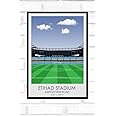 Hewson's Gifts Manchester City Football Stadium Print - Ethiad Stadium - Present For Football Fan - Dad, Brother, Son - Man City - A4 Size