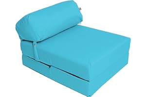 MAXUS SPORTS Z Bed Water Resistant Single Buckle Ready Bed for Kids Sleepover Sofa Chair Mattress with Folding Mechanism Comfy Lightweight Perfect for Living Room (Turquoise)