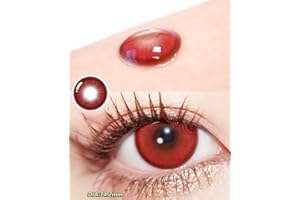 NVIDRLENS 1 Paar Rot Monatslinsen Mit Stärke. 1-Month Kontaktlinsen 'Rote Mondhexe', leicht einzusetzend - Topqualität für Cosplays, Fasching, Karneval und Halloween (0.0 Dioptrien)