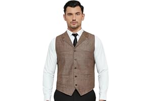 Aiqingch Mens Suit Vest Wool Tweed Classic V-Neck Herringbone Business Formal Dress Waistcoat Regular Fit Vintage Sleeveless Jacket for Wedding Party Prom