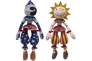 PHOUNEAZS FNAF Sundrop and Moondrop Plush - 28CM/11.8IN Five Nights Game Sun and Moon Cartoon Plush, FNAF Security Breach Clown Figure,Soft Stuffed Plush Doll for Fans Gifts (C)