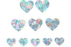 GORGECRAFT Heart Static Window Clings Glass Decalcomanie Adesivi Anti-Collisione Prevenire Bird Alert Decalcomanie Non Adesivo Prismatico Vinile Film Deflettori Anello Sun Catcher (10PCS)