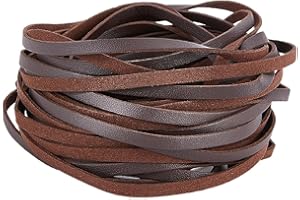 GORGECRAFT 10 m Soft Leather Cord 5 mm Wide Lychee Grained Faux Leather Trim Ribbon PU Leather Strips Flat Leather Cord Cord for DIY Crafts Belt Bracelet Jewellery Making Cushion Coconut Brown