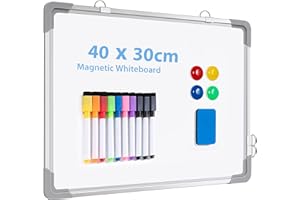 ARCOBIS Magnetisch Whiteboard Klein, Mini A3 Whiteboard 40x30cm Magnettafel Wand HäNgende Doppelseitige Tafel füR Planung, To Do Liste, Schule, Zuhause, BüRo (Silber)