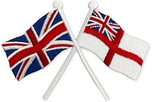 THE ENGLAND STORE Royal Navy White Ensign Crossed with Union Jack Flag Iron on Patch