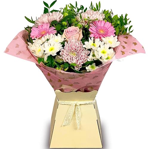 Strawberries & Cream Bouquet, Fresh Flowers for Mother's Day, Birthday, Anniversary, Thank You, Includes Cut Flower Food