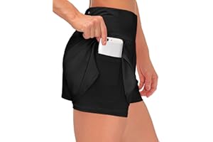 TINCINI Shorts Damen Sommer Kurze Hosen Damen 2 in 1 Laufshorts Sport Running Shorts Fitness Sporthose Yoga Tennis Jogging Beiläufige Elastisch Schnelltrocknende