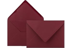 NEUSER PAPIER 50x Brief-Umschläge in Weihnachts-Rot - 80 g/m² - Kuverts in DIN B6 Format 12,5 x 17,6 cm - Nassklebung ohne Fenster