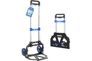 ‎SEKEY Sekey Alu Sackkarre Klappbar & Leichte Transportkarre 80 kg Tragkraft, 3-Stufig Höhenverstellbar & In Sekunden Faltbar, Klappkarre mit TPR-Rädern & Ergonomischem Griff