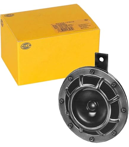 Produktbild von HELLA 3AG 003 399-801 Signal Horn - B133 - 12V - Frequency Range: 300/500Hz - Loud Tone - Housing Colour: Red/Black - Flat Plug-in Connector - Set - Quantity: 2