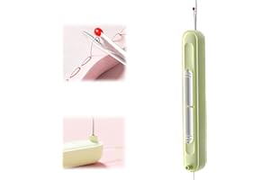 YUCHIFA Enhebrador de agujas automático 2 en 1 mejorado, removedor de costuras incorporado y herramienta de enhebrador de agujas, descosedor de costuras multifunción, accesorios de costura (Green)