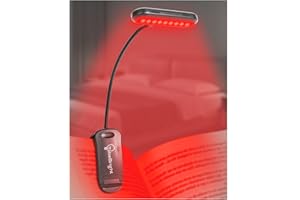 TobeBright 670nm Red Light Book Light Clip on LED Book Reading Lamp USB-C Rechargeable, Zero Blue-Light Eye Care Red Lights Sleep Therapy, Gift for Kids, Travel, Learning