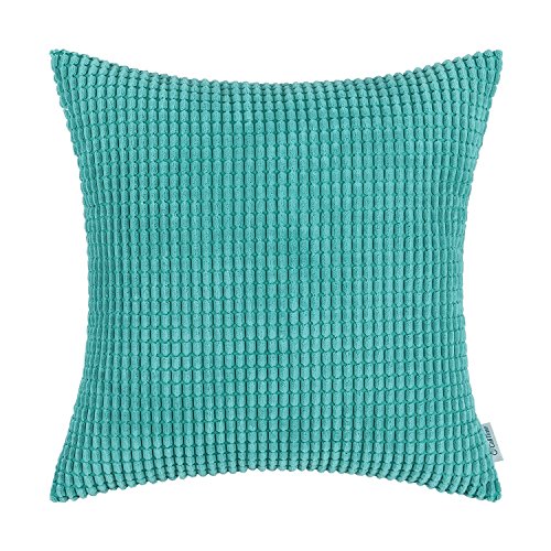 CaliTime Kissenbezüge Kissen Shells Cord Gestreift 50cm X 50cm Türkis