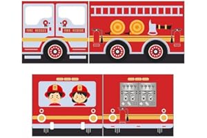 Vipack 4-teiliger Bettvorhang Feuerwehrmann, Rot, Kindlich, Polyester