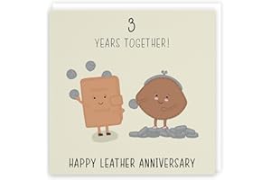 Hunts England - 3rd Wedding Anniversary Card - Leather Anniversary - Iconic Collection - For Him, Her, Couples, etc. - Cute Anniversary Card