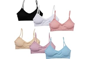 POWER FLOWER Confezione da 6 Reggiseno da Addestramento Seamless Back to School con Cuscinetti Rimovibili Top con Spalline lusinghiero punteggiato Multicolore per 8-14 Anni