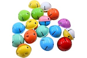 JIMCOM Paquete de 10 cascabeles grandes de colores, campanas de metal de 40 mm para hacer joyas, collares de gato, decoraciones de corona de Navidad