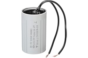 PATIKIL CBB60 7uF Running Capacitor, AC 450V 2 Wires 50/60Hz Cylinder 60x35mm for Water Pumps,Washing Machines Motor Start