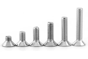 WALFRONT 300pcs Boulon Vis Tête Fraisée Hexagonale en Acier inoxydable 304 avec Boîte de Rangement M3 x 4/6/8/10/12/16mm