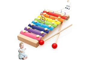 MAGISEL Xylophon für Kinder Mit 2 Schlägel - Buntes Holz Glockenspiel, 8 Töne Musikinstrument für Kinder Ab 1 Jahr, Holzspielzeug Baby, Geburtstagsgeschenk