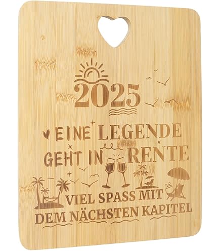 Bambus Schneidebrett Als Renteneintrittsgeschenk – 28x22x1 Cm, Mit Persönlicher Gravur & Tragegriff