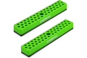 CASOMAN 2PCS 1/4" Hex Bit Organizer with Magnetic Base - Green, 86 Hole Bit Organizer with Strong Magnetic Base, Magnetic Bit Organizer for Your Specialty