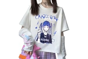 YINGKE Femminile Giappone Harajuku Senza Cappuccio Top Carino Anime Maglione Cuciture Manica Girocollo Moda Allentata a Maniche Lunghe T-Shirt
