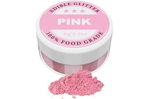 KOPOZA Essbarer Glitzer - 6g Lebensmittelfarbe Pulver für Schokolade, Erdbeeren, Cupcakes, Kuchen, Fondant (Pink)