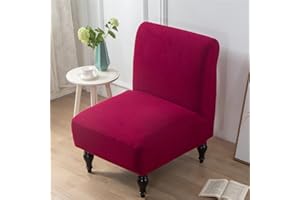 Highdi Sesselbezug Ohne Armlehne, Akzent Stuhlhussen Ohne Armlehnen, Jacquard Wildleder Abnehmbarer Waschbare Sessel-Überwürfe, Stretch Sesselschoner für Hotel Cafe Wohnzimmer (Burgunderrot)