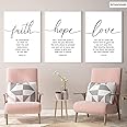 BPA® 3 Piece Canvas Faith Hope and Love Bible Verses Wall Art Decor Serenity Prayer Wall Art 16x24inchx3