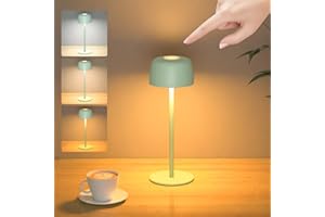 TRUMPETS Lampada da Tavolo Senza Fili Metallo, H:25cm Lampada da Comodino Ricaricabile USB-C, 3 Temperature Colore, Lampada da Scrivania IP54 Impermeabile per Ristorante, Camera da Letto, Bar
