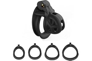 MKGMYGZ Jaula de castidad plana, jaula de castidad pequeña, jaula de castidad invertida jaula de pene masculino diseño de cerradura oscura, buena ocultación, pareja atada juguetes sexuales SM 3 (C)