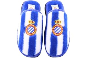 LARES Zapatillas Casa RCD ESPAÑOL para hombre y para niño. Equipo de futbol Espanyol Con licencia oficial. Fabricadas por Puche.