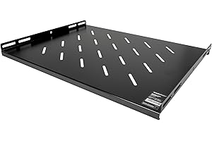 Mach Power Mensola Rack 19" 1U Ventilata, Acciaio Verniciato Polvere, Portata 45Kg, Profondità 350mm, Fissaggio 4 punti per armadi di rete 19" con profondità da 600mm, colore nero RAL9004.