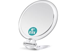 B Beauty Planet Specchio per trucco pieghevole con ingrandimento 25X/1X bifacciale per uso portatile, tavolo e viaggio