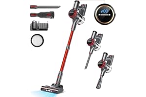 YISORA Aspirapolvere Senza Fili 30KPa, Aspirapolvere Senza Fili Mantiene casa, Autonomia 55 Minuti, Batteria Rimovibile, Aspirapolvere spazzola elettrica per Moquette/Peli di Animali Domestici/Pavimenti