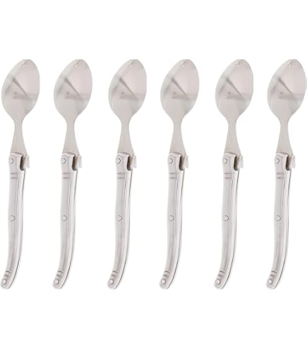 Pradel Excellence - Laguiole - Boîte de 6 Cuillères à Café - Acier Inoxydable - Mitre Inox - Manche Gris Marbré - Présentation en Boîte Vitrine - Dimensions 26 x 16 x 2,5 cm