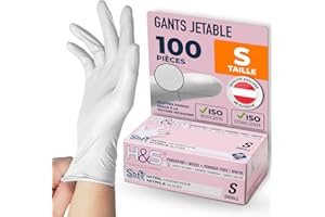 ISC Hygiene & Safety Gants Nitrile Jetables Non Poudrés – Gant Nitrile Usage Alimentaire et Mécanique – Gants Jetables S M L XL – Gants Nitrile blanc, S – Boîte de 100