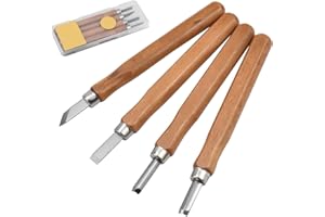 kissral Outil de Gravure en Bois Kit 4 Pièces, Outil de Sculpture sur Bois, pour Débutants et Professionnels